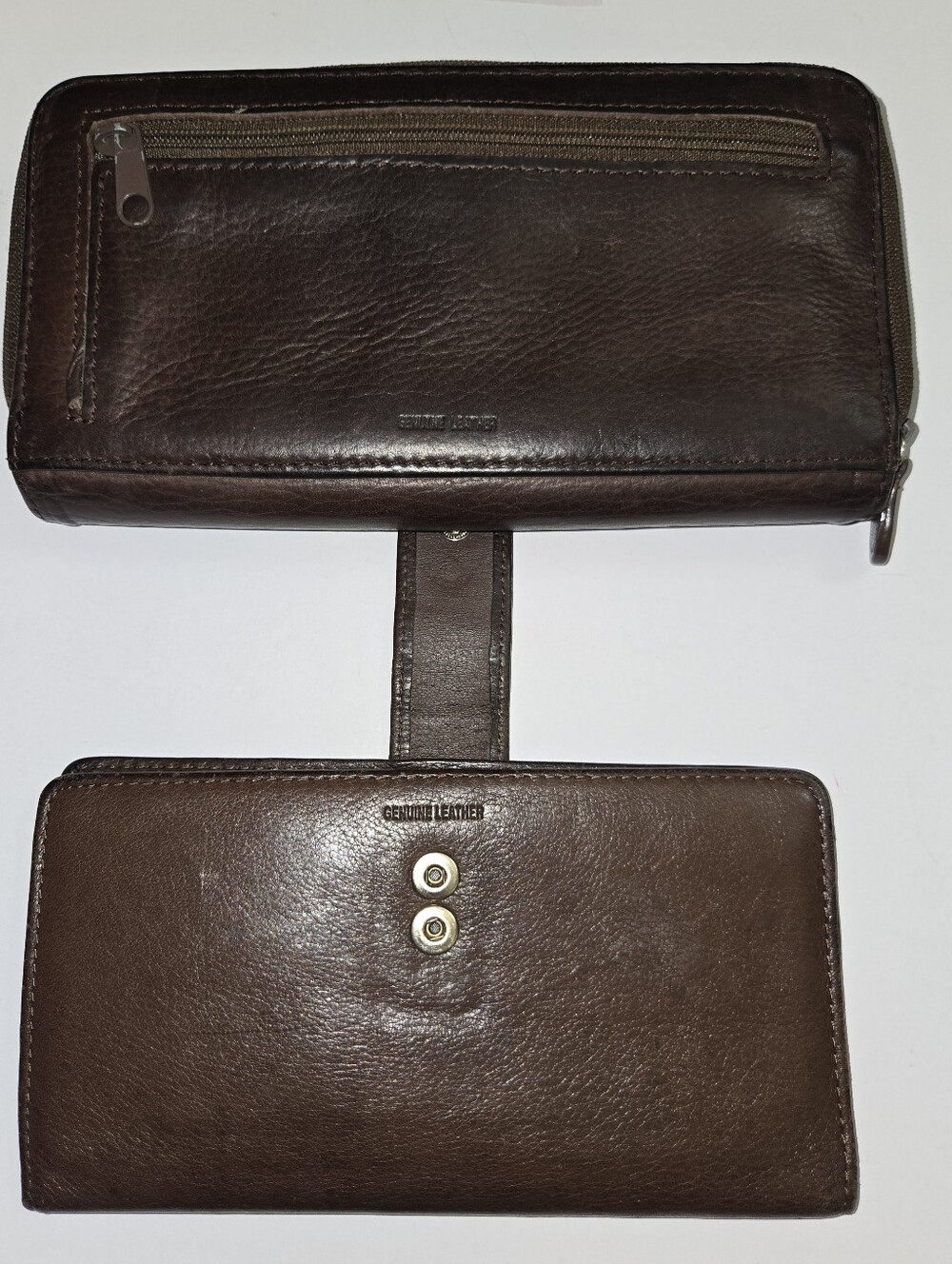 Vintage Genuine Leather Women's Wallet Clutch - Brown Set/2